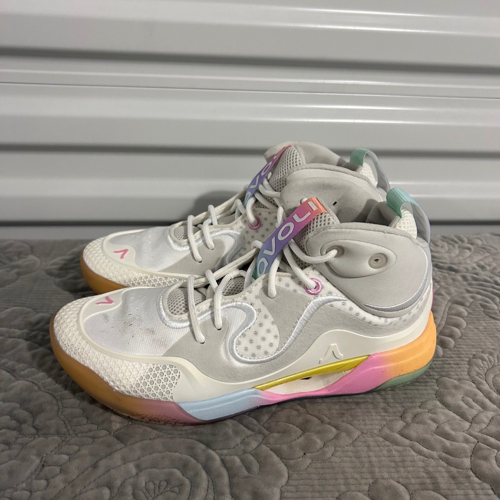 Avoli Volley2 Womens Volleyball Shoes White Rainbow FD214-075 Size 7.5 High Top